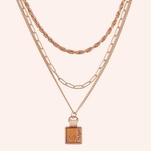 ✌🏼 #469 Natural Stone Squared Pendant Necklace